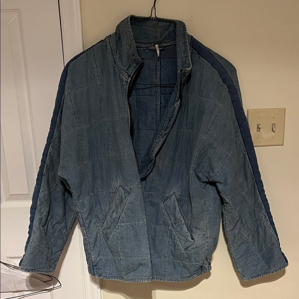 Free People Blue Dolman Quilted Zip-Up Jacket - Picture 6 of 6